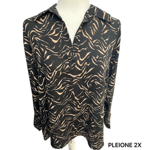 🛼Pleione women’s Zebra Print blouse long sleeve size 2X GUC